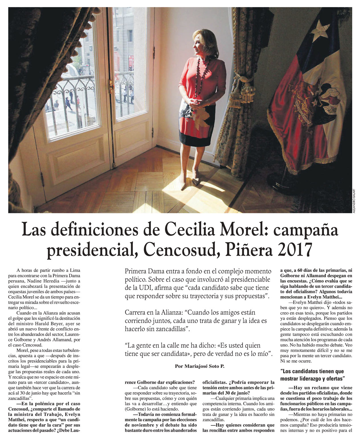 Las definiciones de Cecilia Morel: campaña presidencial, Cencosud, Piñera 2017