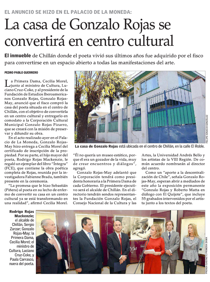 La casa de Gonzalo Rojas se convertirá en centro cultural